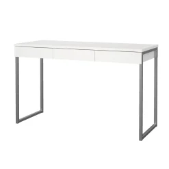 Scrivania Pascale, Scrittoio multiuso, Tavolo per ufficio porta PC, Piano di lavoro, 126x52 h77 cm, Bianco