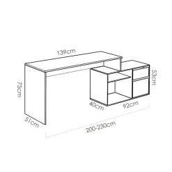 Scrivania ufficio bianca 139x92cm con 1 cassetto - Andor