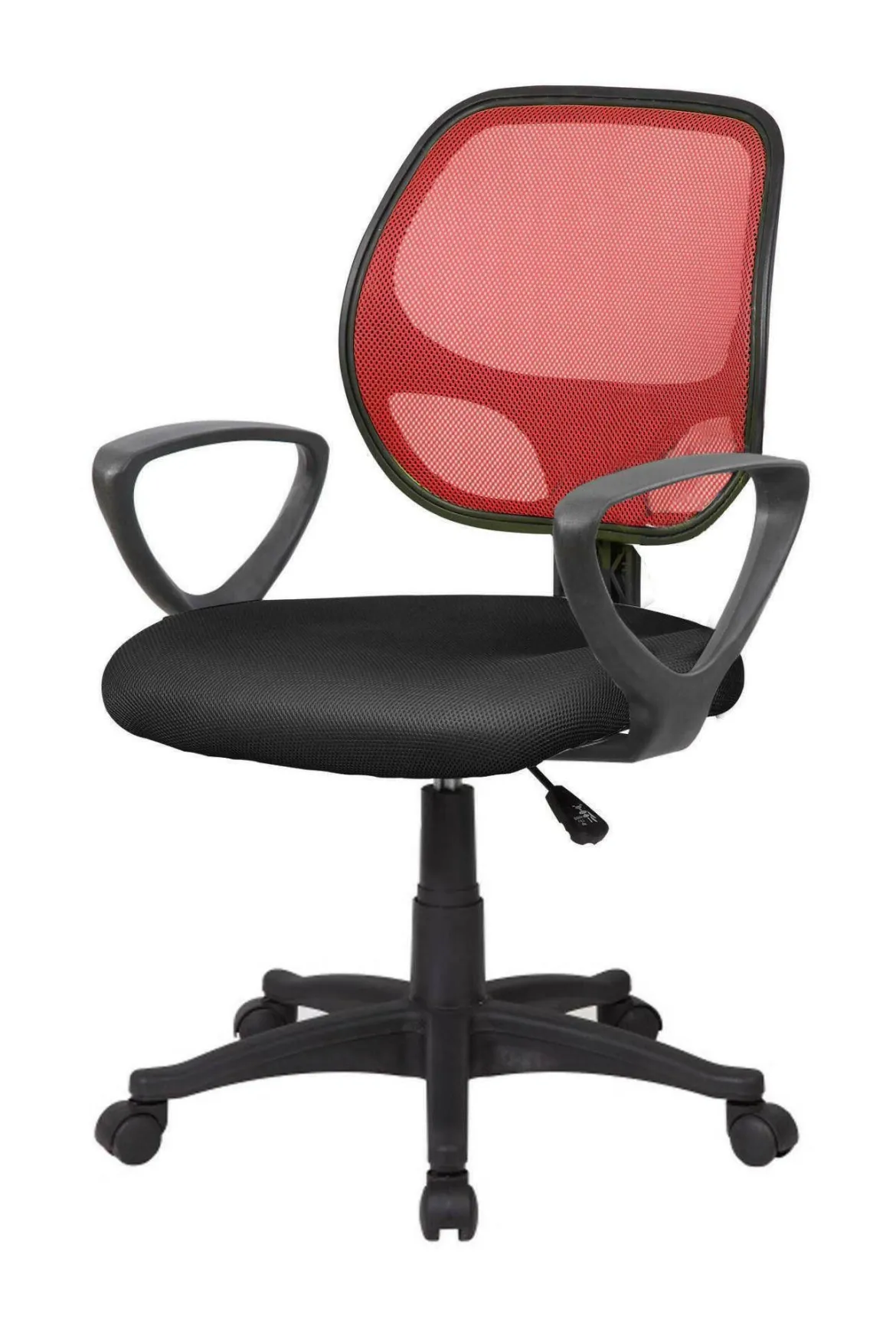 Sedia con ruote con braccioli in tessuto rossa - Eulalia