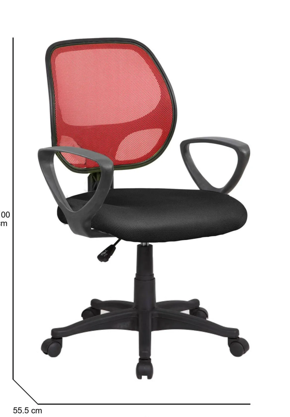 Sedia con ruote con braccioli in tessuto rossa - Eulalia
