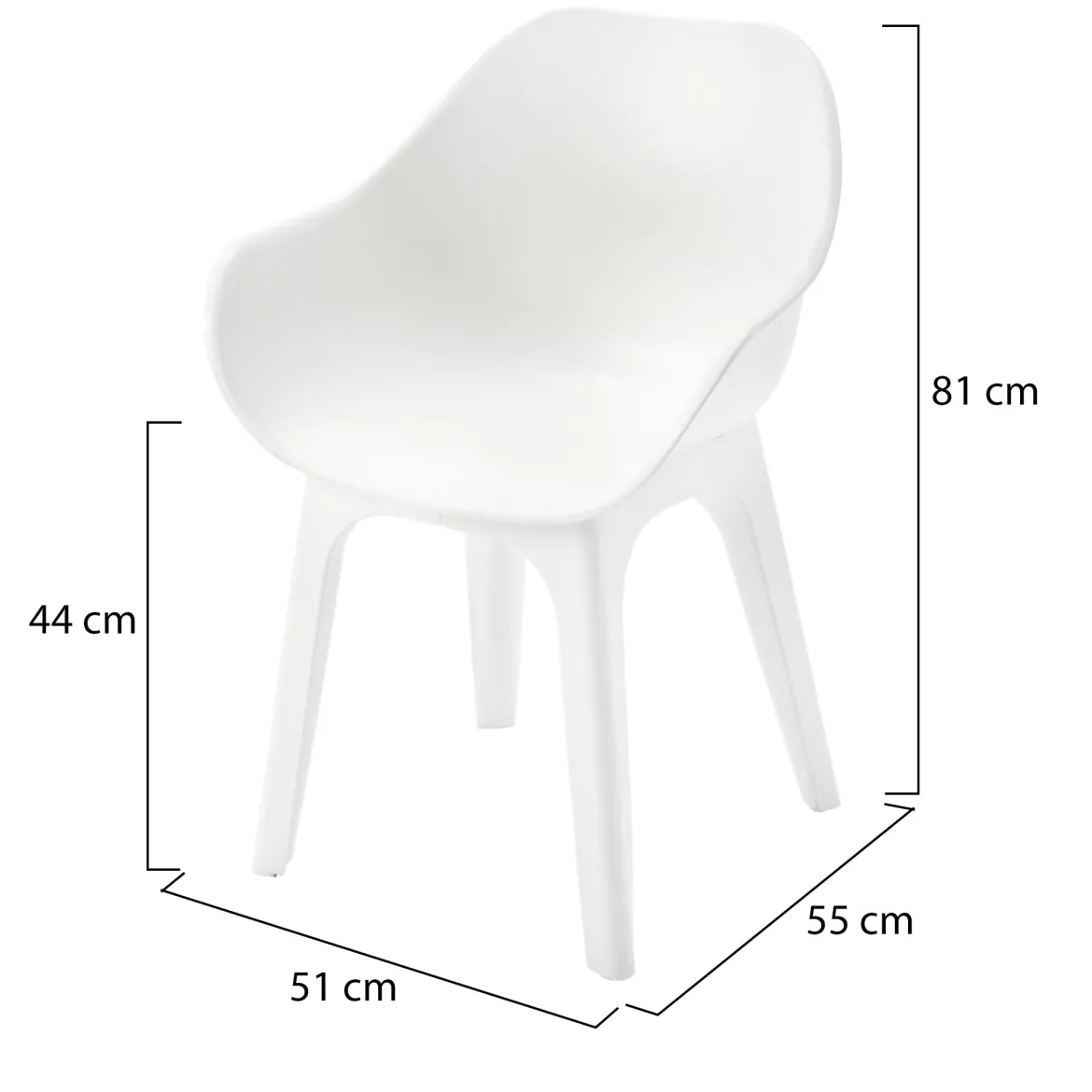 Sedia da Esterno Bianco una Sedia Braccioli, Peso Supportato 120 kg Made in Italy - Wesconnett