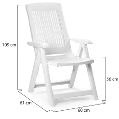 Sedia da Esterno Bianco una Sedia Schienale Reclinabile, Multiposizione Made in Italy - Halsell