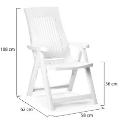 Sedia da Esterno Bianco una Sedia Schienale Reclinabile, Multiposizione Made in Italy - Rhump