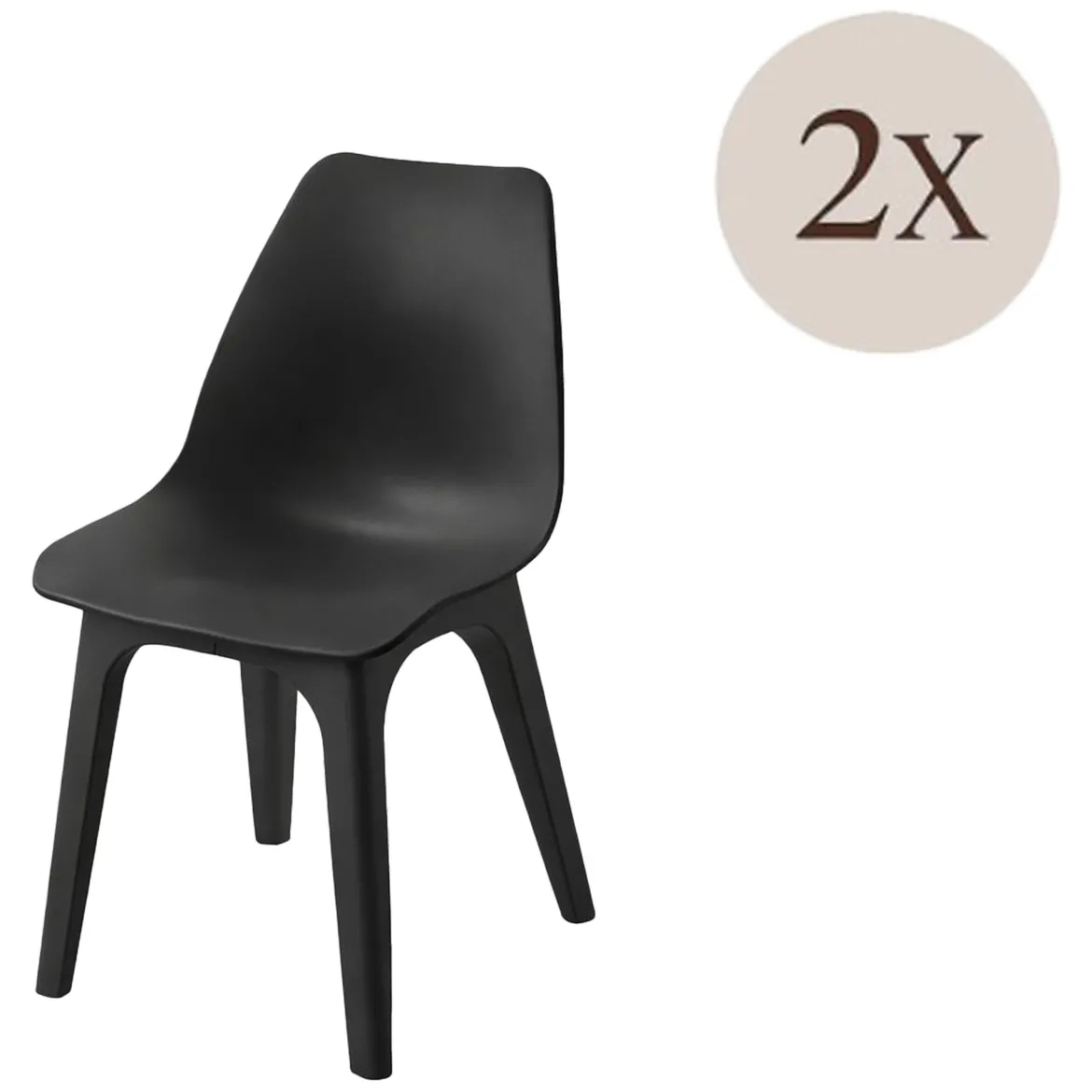 Sedia da Esterno Nero Antracite 4 Sedie Braccioli, Peso Supportato 120 kg Made in Italy - Beachfield