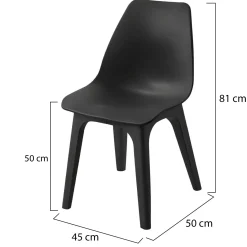 Sedia da Esterno Nero Antracite 4 Sedie Braccioli, Peso Supportato 120 kg Made in Italy - Beachfield