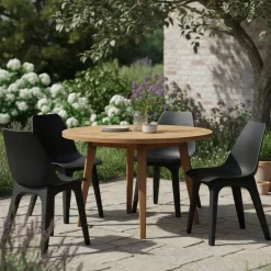 Sedia da Esterno Nero Antracite 4 Sedie Pieghevole, Peso Supportato 120 kg Made in Italy - Jennie