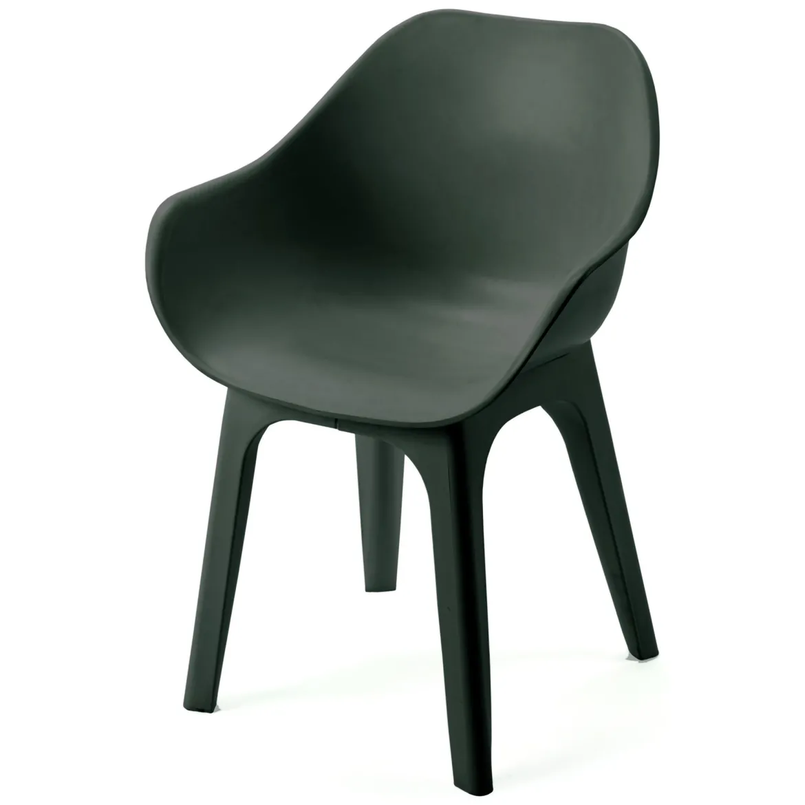 Sedia da Esterno Nero Antracite una Sedia Impilabile, Braccioli Made in Italy - Vashti