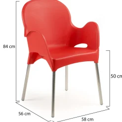 Sedia da Esterno Rosso 4 Sedie Impilabile, Peso Supportato 120 kg Made in Italy - Eclectic