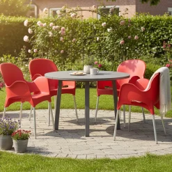 Sedia da Esterno Rosso 4 Sedie Impilabile, Peso Supportato 120 kg Made in Italy - Eclectic