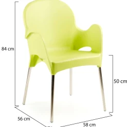 Sedia da Esterno Verde 4 Sedie Impilabile, Braccioli Made in Italy - Rumley