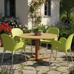 Sedia da Esterno Verde 4 Sedie Impilabile, Braccioli Made in Italy - Rumley