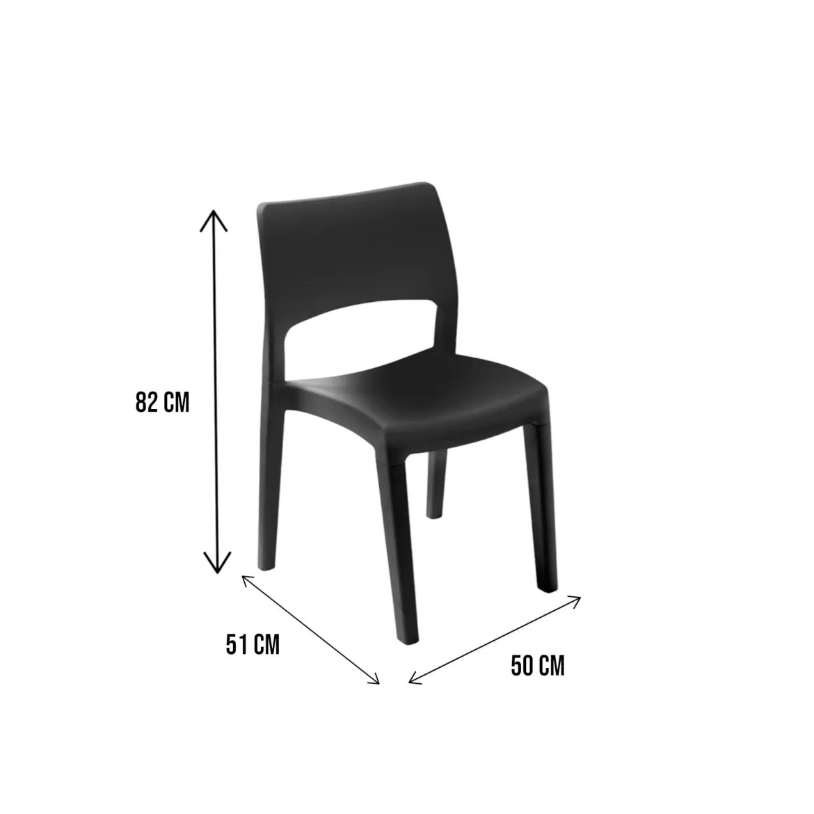 Sedia da giardino minimal antracite - Zircone