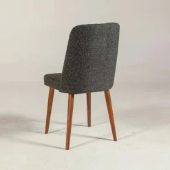 Sedia scandi imbottita in tessuto noce e antracite - Champi