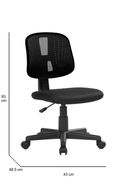 Sedia scrivania con ruote imbottita in tessuto nera - Baradili