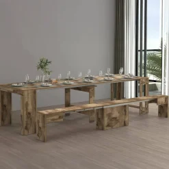 Set consolle allungabile 12 posti e 1 panca allungabile ardesia - Badesi