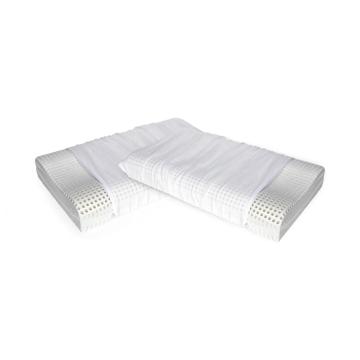 Set di 2 guanciali Origano, Made in Italy, 70x41 h12 cm, Bianco