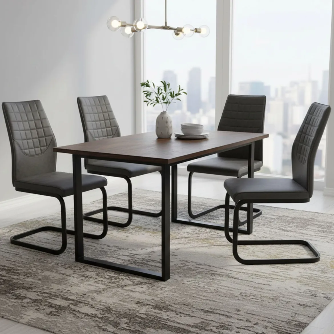 Set di Sedie Grigio Scuro Nero 8 Sedie Effetto Invecchiato, Imbottito - Ispani