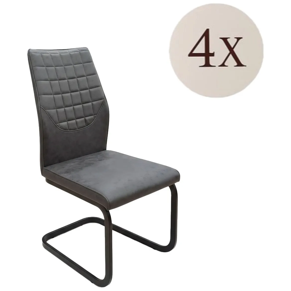 Set di Sedie Grigio Scuro Nero 8 Sedie Effetto Invecchiato, Imbottito - Ispani