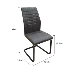 Set di Sedie Grigio Scuro Nero 8 Sedie Effetto Invecchiato, Imbottito - Ispani