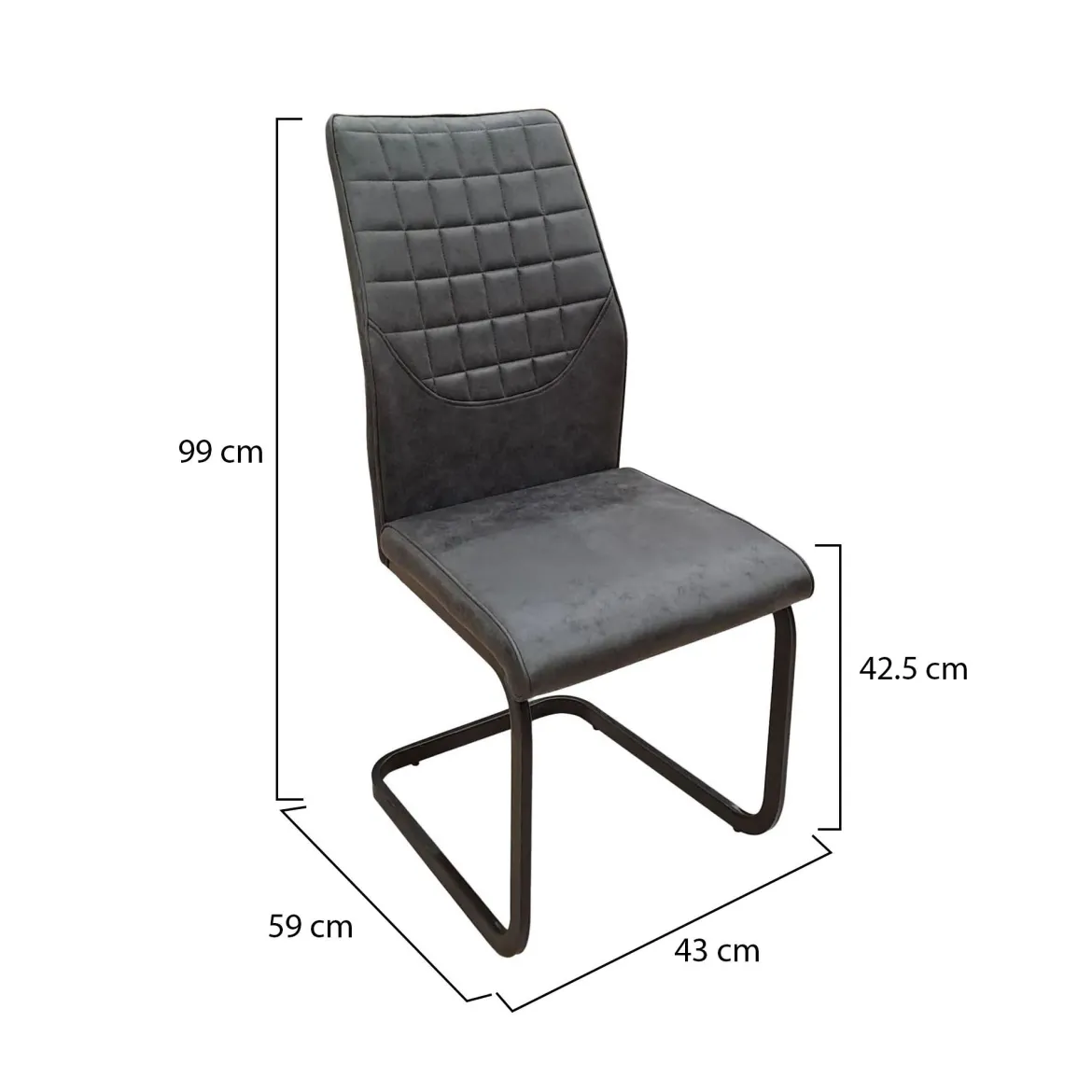 Set di Sedie Grigio Scuro Nero 8 Sedie Effetto Invecchiato, Imbottito - Ispani