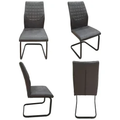 Set di Sedie Grigio Scuro Nero 8 Sedie Effetto Invecchiato, Imbottito - Ispani