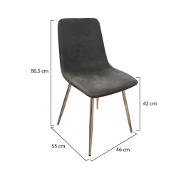 Set di Sedie Grigio Scuro oro 8 Sedie Effetto Velluto, Imbottito - Cabiate