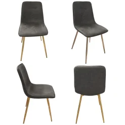 Set di Sedie Grigio Scuro oro 8 Sedie Effetto Velluto, Imbottito - Cabiate