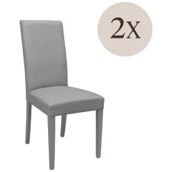 Set di Sedie Grigio 4 Sedie Imbottito, Effetto Laccato - Ferraris