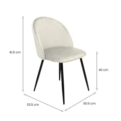 Set di 4 sedie imbottite in velluto panna - Achito