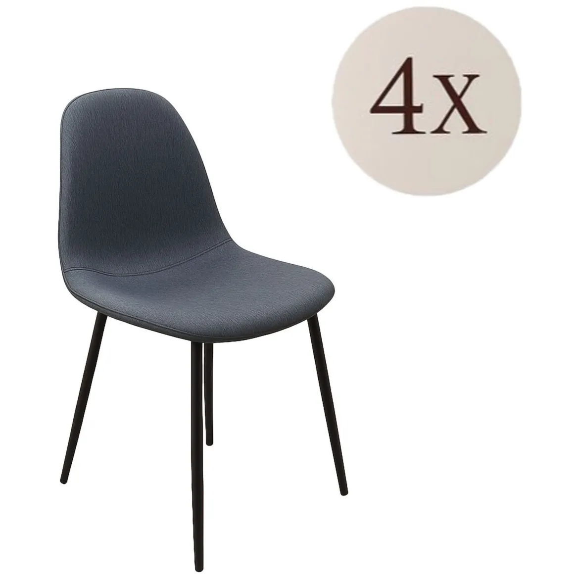 Set di Sedie Nero Antracite Nero 8 Sedie Imbottito, Sfumatura Colore Struttura Antracite - Zambrone