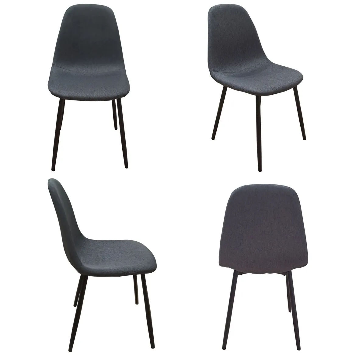 Set di Sedie Nero Antracite Nero 8 Sedie Imbottito, Sfumatura Colore Struttura Antracite - Zambrone