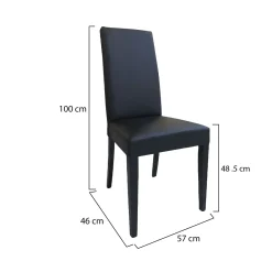 Set di Sedie Nero Nero 4 Sedie Imbottito, Effetto Laccato - Ferraris