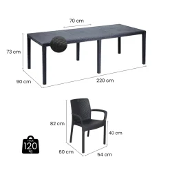 Set giardino tavolo estensibile10 posti e 4 sedie antracite - Cortanze
