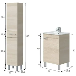Set Mobili Bagno Marrone Rovere un Cassetto 3 Ripiani, 4 Ante - Didero