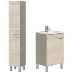 Set Mobili Bagno Marrone Rovere un Cassetto 3 Ripiani, 4 Ante - Didero