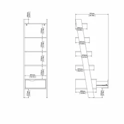 Set Mobili da Soggiorno Bianco Marrone Quercia 10 Ripiani 4 Cassetti, 2 Ante - Apiro