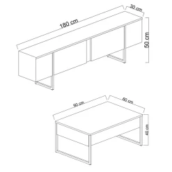 Set Mobili da Soggiorno Bianco oro Modulabile 4 Ripiani, Apertura Battente, a Ribalta - Pignano