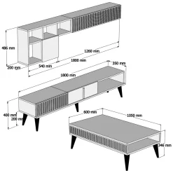 Set Mobili da Soggiorno Marrone Noce Nero Modulabile 2 Ante, 2 Vani - Mornasco