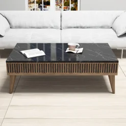 Set Mobili da Soggiorno Marrone Noce Nero Modulabile 2 Ante, 2 Vani - Mornasco