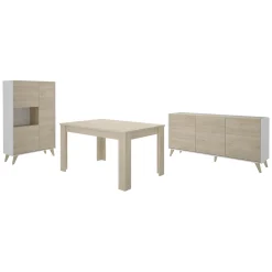 Set Mobili da Soggiorno Marrone Rovere Bianco Cassetti Modulabile, 7 Ripiani - Tifton
