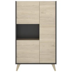 Set Mobili da Soggiorno Marrone Rovere Nero Antracite Cassetti Modulabile, 5 Ripiani - Tuscola