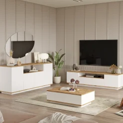 Set Mobili da Soggiorno Marrone Rovere Nodi Nero Antracite Modulabile 15 Ripiani, 6 Ante - Foza