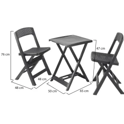 Set Salotto da Esterno Nero Antracite 2 Posti un Tavolino, set Pieghevole Made in Italy - Viticuso