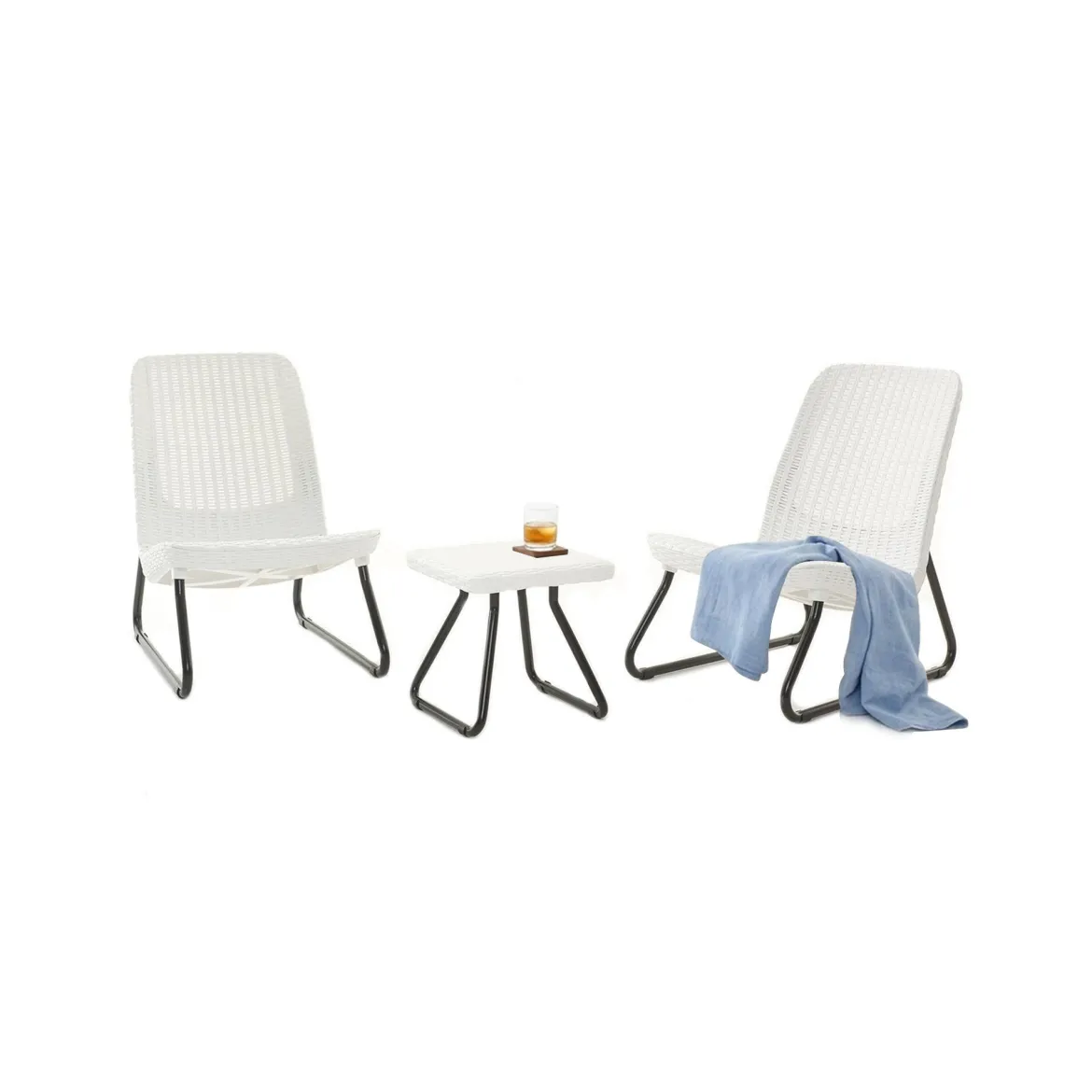 Set salotto esterno 2 poltrone 1 tavolino bianco - Canmore