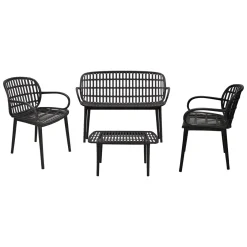 Set salotto giardino minimal 2 poltrone e 1 panchina bianco - Jurij