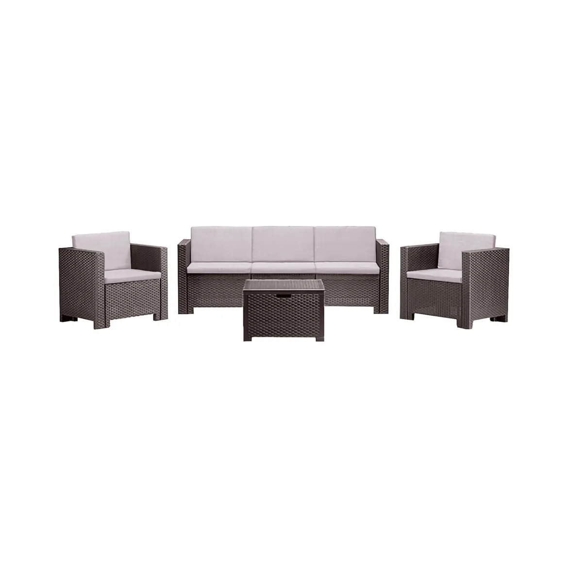 Set salotto giardino 2 poltrone e 1 divano marrone - Cameri