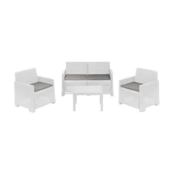 Set salotto giardino 4 posti e 1 tavolo effetto rattan marrone - Gazania