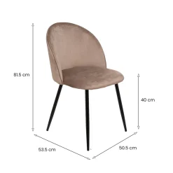 Set 6 Sedie da Cucina Imbottite in Velluto Grigio Tortora Struttura Metallo Ergonomiche 51x54x82h cm per Sala da Pranzo e Ufficio – Achito