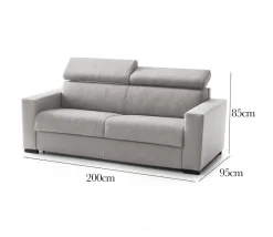Sofà design grigio 200x95x85h cm - Schiavo
