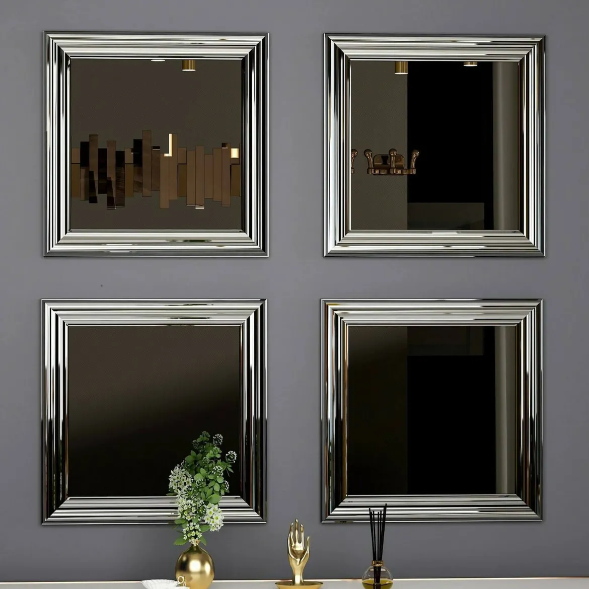 Specchio argento 40x40h cm - Thane
